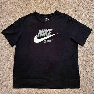 Rare Nike Detroit T-Shirt XL Black Unisex Short Sleeve Graphic